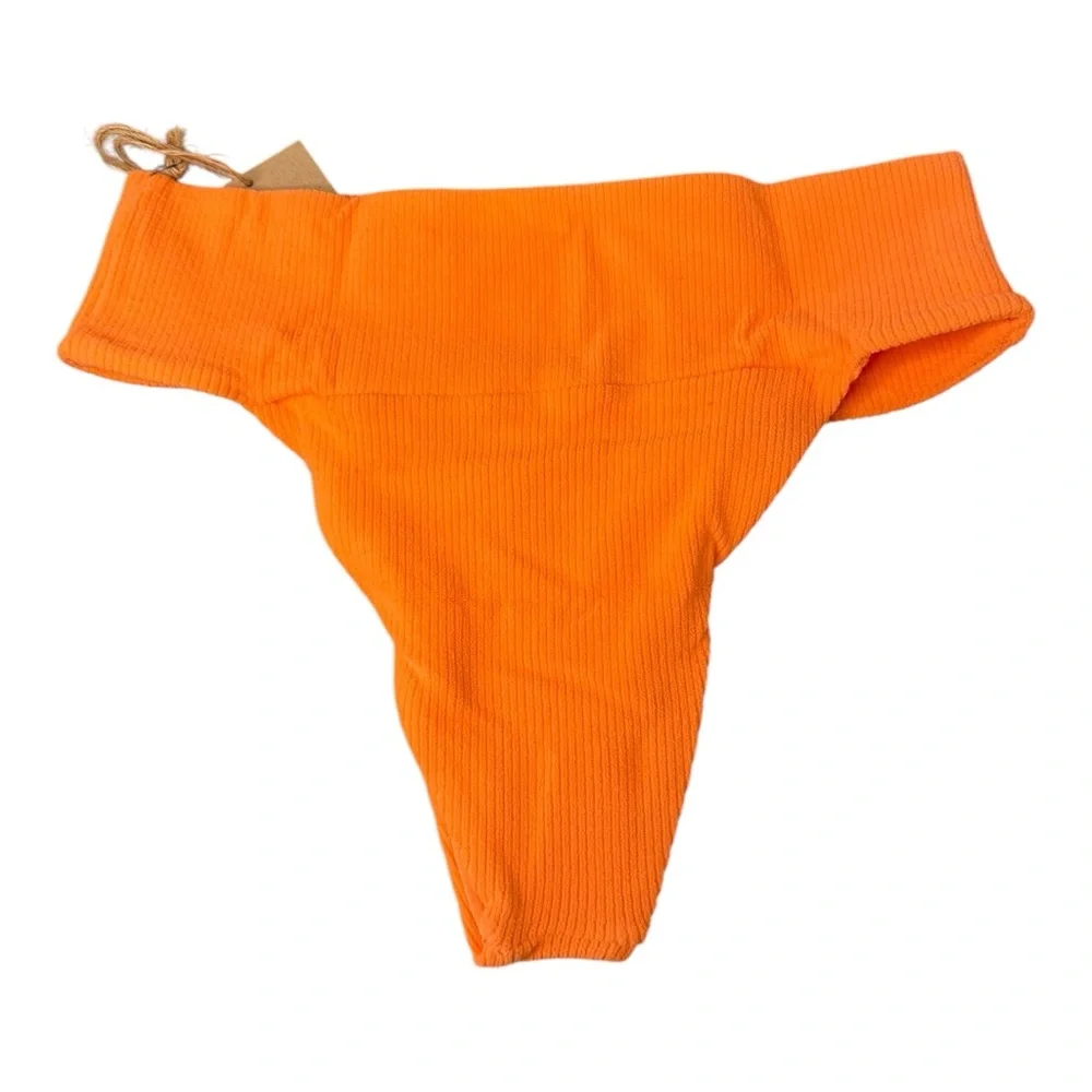 FP‎ x Toast Swim Signature Banded Waist Bikini Bottom in Nectarine Rib S NWT - Picture 2 of 8